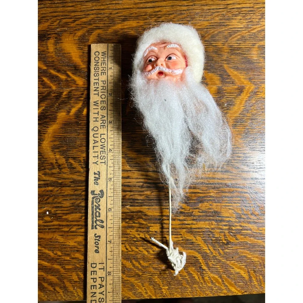 VTG Santa Claus Head Pick Christmas Ornament Made in Japan Red Felt Hat 5in